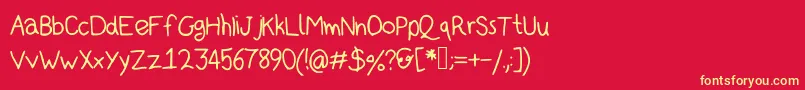 Kidsans Font – Yellow Fonts on Red Background