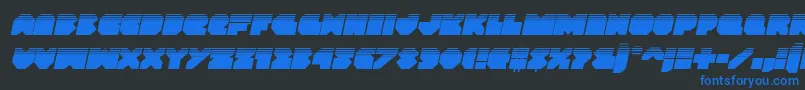 Czcionka Vxrockethalfital – niebieskie czcionki na czarnym tle