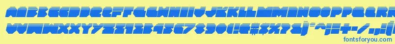 Vxrockethalfital-Schriftart – Blaue Schriften auf gelbem Hintergrund
