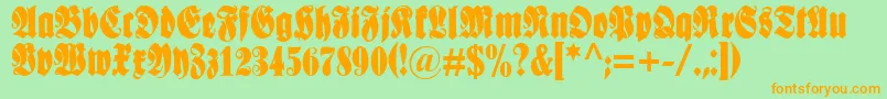 Schmaleanzeigenschrift Font – Orange Fonts on Green Background