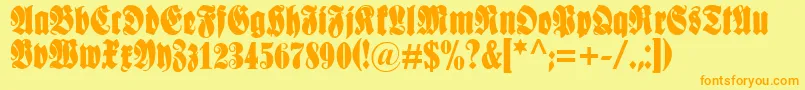 Schmaleanzeigenschrift Font – Orange Fonts on Yellow Background