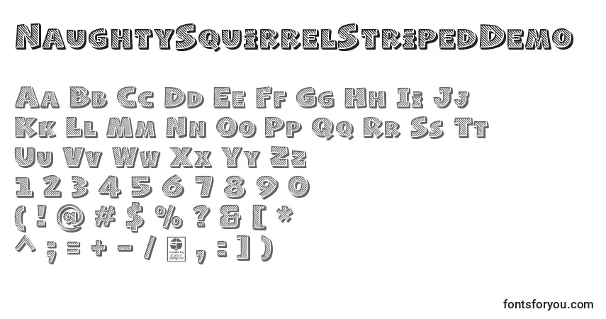 Fuente NaughtySquirrelStripedDemo - alfabeto, números, caracteres especiales