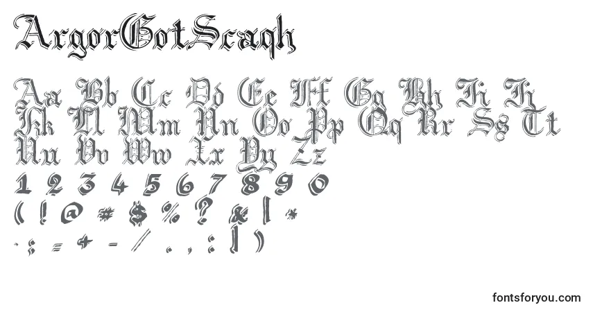 Шрифт ArgorGotScaqh – алфавит, цифры, специальные символы