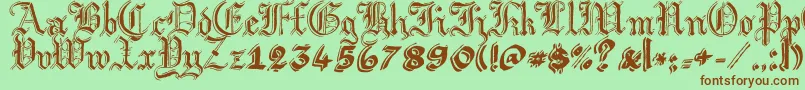 フォントArgorGotScaqh – 緑の背景に茶色のフォント