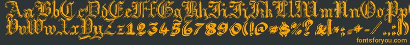 ArgorGotScaqh-Schriftart – Orangefarbene Schriften auf schwarzem Hintergrund
