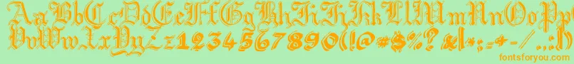 ArgorGotScaqh-Schriftart – Orangefarbene Schriften auf grünem Hintergrund