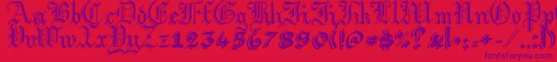 Fonte ArgorGotScaqh – fontes roxas em um fundo vermelho