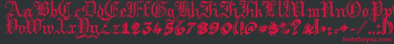 フォントArgorGotScaqh – 黒い背景に赤い文字