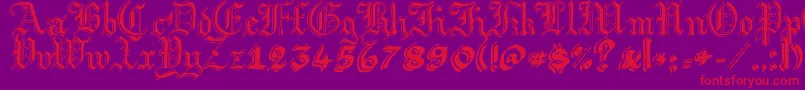 フォントArgorGotScaqh – 紫の背景に赤い文字