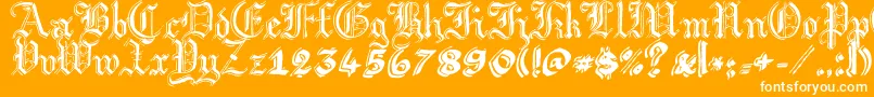 Fonte ArgorGotScaqh – fontes brancas em um fundo laranja
