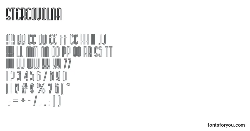 Czcionka Stereovolna – alfabet, cyfry, specjalne znaki