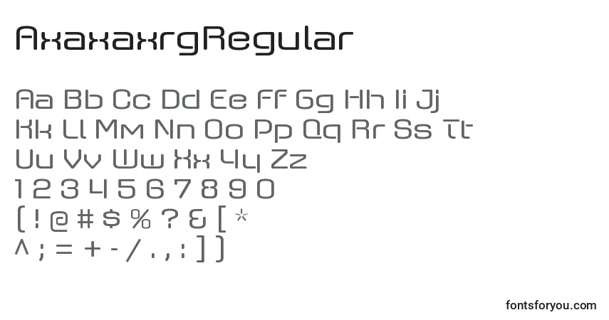 Schriftart AxaxaxrgRegular – Alphabet, Zahlen, spezielle Symbole