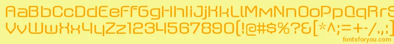 フォントAxaxaxrgRegular – オレンジの文字が黄色の背景にあります。