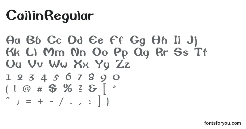 Czcionka CailinRegular – alfabet, cyfry, specjalne znaki