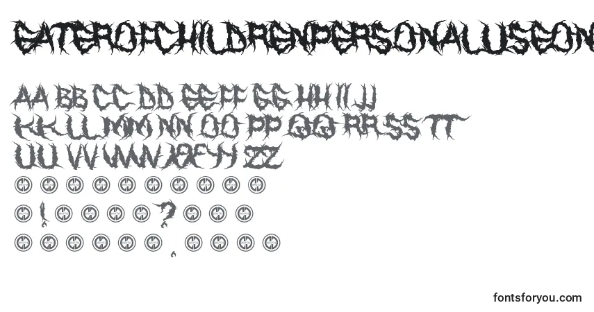 A fonte EaterOfChildrenPersonalUseOnly – alfabeto, números, caracteres especiais