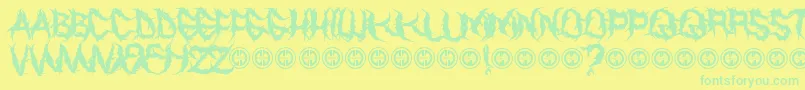 Fonte EaterOfChildrenPersonalUseOnly – fontes verdes em um fundo amarelo