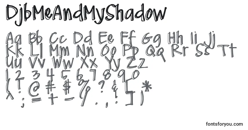 Czcionka DjbMeAndMyShadow – alfabet, cyfry, specjalne znaki