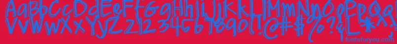 DjbMeAndMyShadow Font – Blue Fonts on Red Background