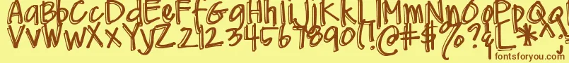 DjbMeAndMyShadow Font – Brown Fonts on Yellow Background
