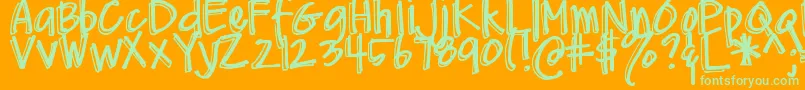 DjbMeAndMyShadow Font – Green Fonts on Orange Background