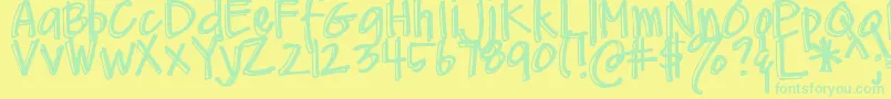 Czcionka DjbMeAndMyShadow – zielone czcionki na żółtym tle