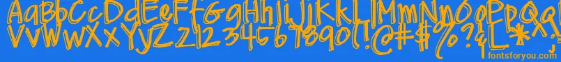 DjbMeAndMyShadow Font – Orange Fonts on Blue Background