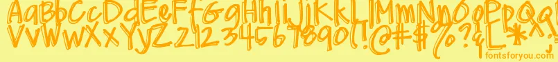 DjbMeAndMyShadow Font – Orange Fonts on Yellow Background