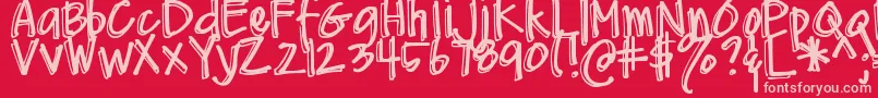 DjbMeAndMyShadow Font – Pink Fonts on Red Background