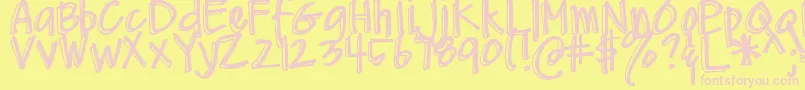 DjbMeAndMyShadow Font – Pink Fonts on Yellow Background