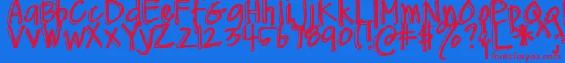 DjbMeAndMyShadow Font – Red Fonts on Blue Background