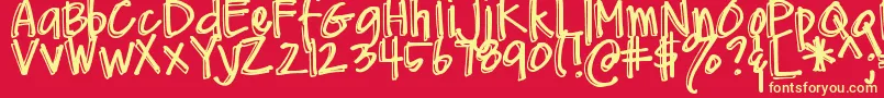 フォントDjbMeAndMyShadow – 黄色の文字、赤い背景