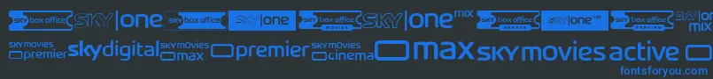 Fonte SkyTvChannelLogos – fontes azuis em um fundo preto