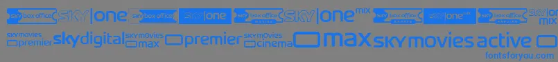 SkyTvChannelLogos-Schriftart – Blaue Schriften auf grauem Hintergrund