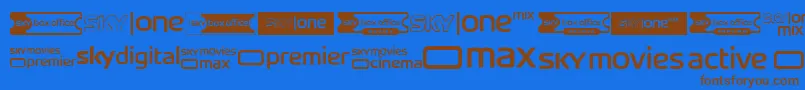 フォントSkyTvChannelLogos – 茶色の文字が青い背景にあります。