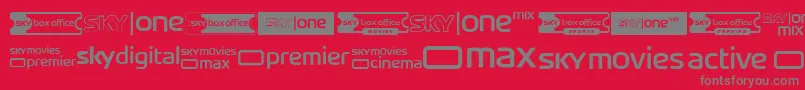 Weitere Informationen zur SkyTvChannelLogos-Schriftart SkyTvChannelLogos-Schriftart – Graue Schriften auf rotem Hintergrund