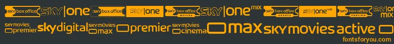 Fonte SkyTvChannelLogos – fontes laranjas em um fundo preto