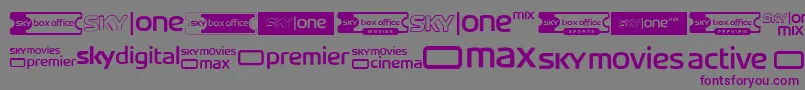 SkyTvChannelLogos-Schriftart – Violette Schriften auf grauem Hintergrund