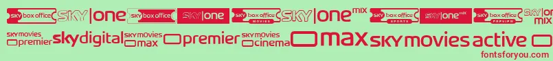 SkyTvChannelLogos Font – Red Fonts on Green Background