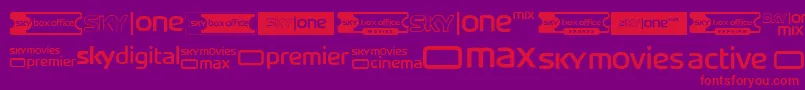 Fonte SkyTvChannelLogos – fontes vermelhas em um fundo violeta