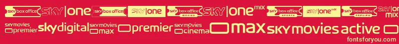 Fonte SkyTvChannelLogos – fontes amarelas em um fundo vermelho