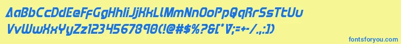 Redlinecondital Font – Blue Fonts on Yellow Background