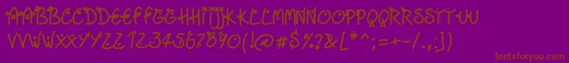 Fridayfreedotsbold-Schriftart – Braune Schriften auf violettem Hintergrund