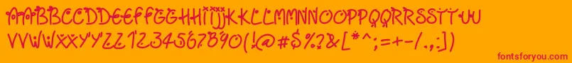 Fridayfreedotsbold-Schriftart – Rote Schriften auf orangefarbenem Hintergrund
