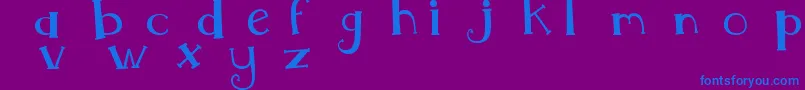 MtfWhimsy-Schriftart – Blaue Schriften auf violettem Hintergrund