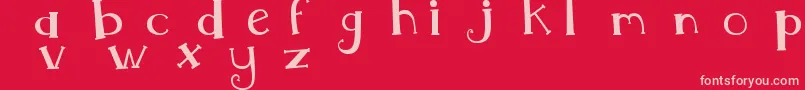MtfWhimsy-Schriftart – Rosa Schriften auf rotem Hintergrund