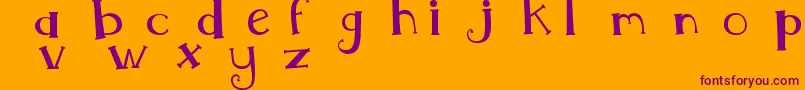 MtfWhimsy-Schriftart – Violette Schriften auf orangefarbenem Hintergrund