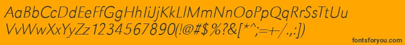 Fonte GroteskstdXlightItalic – fontes pretas em um fundo laranja