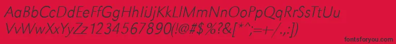 Police GroteskstdXlightItalic – polices noires sur fond rouge