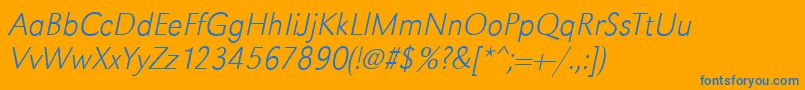 GroteskstdXlightItalic Font – Blue Fonts on Orange Background