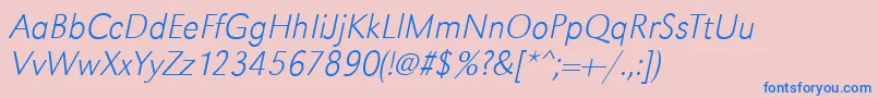 フォントGroteskstdXlightItalic – ピンクの背景に青い文字